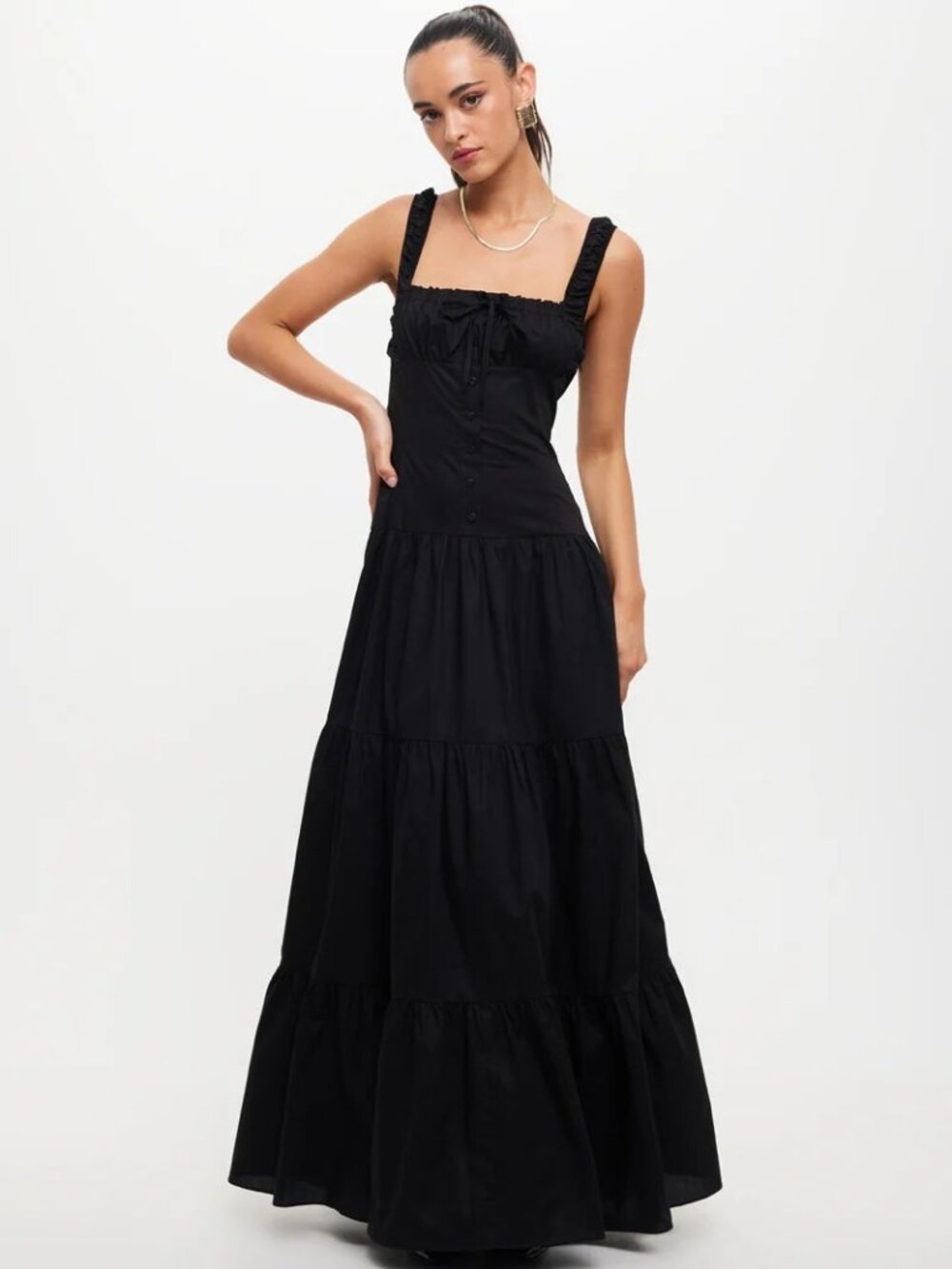 LIONESS Heart Shaped Maxi in Onyx Black New Womens Long Gown Dress - Picture 12 of 15